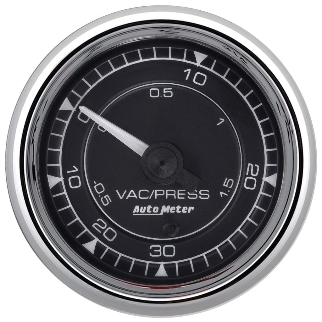 AUTOMETER 9759 - 2/16 Chrono Chrome Gauge Vac/Boost  30HG/30PSI image