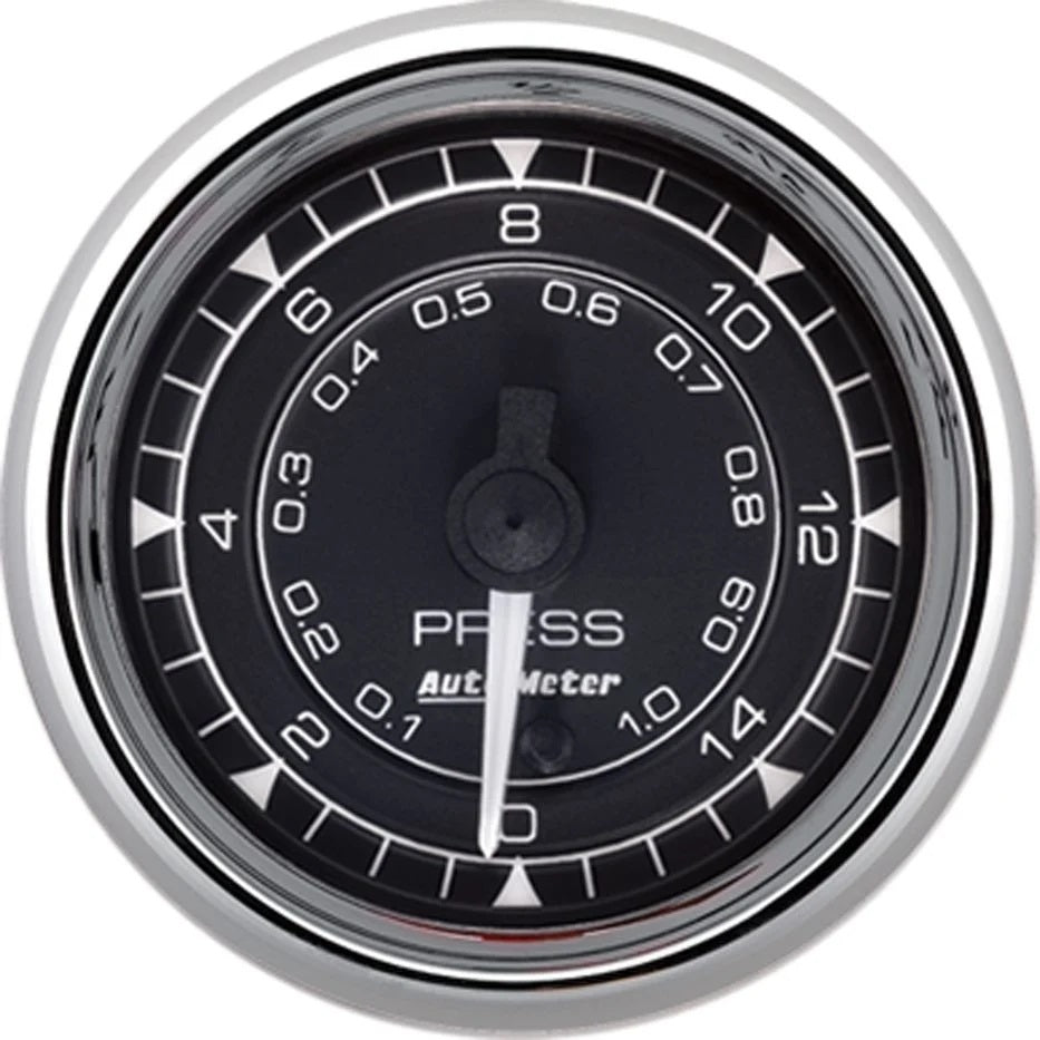 AUTOMETER 9762 - 2/16 Chrono Chrome Gauge Pressure  15PSI image