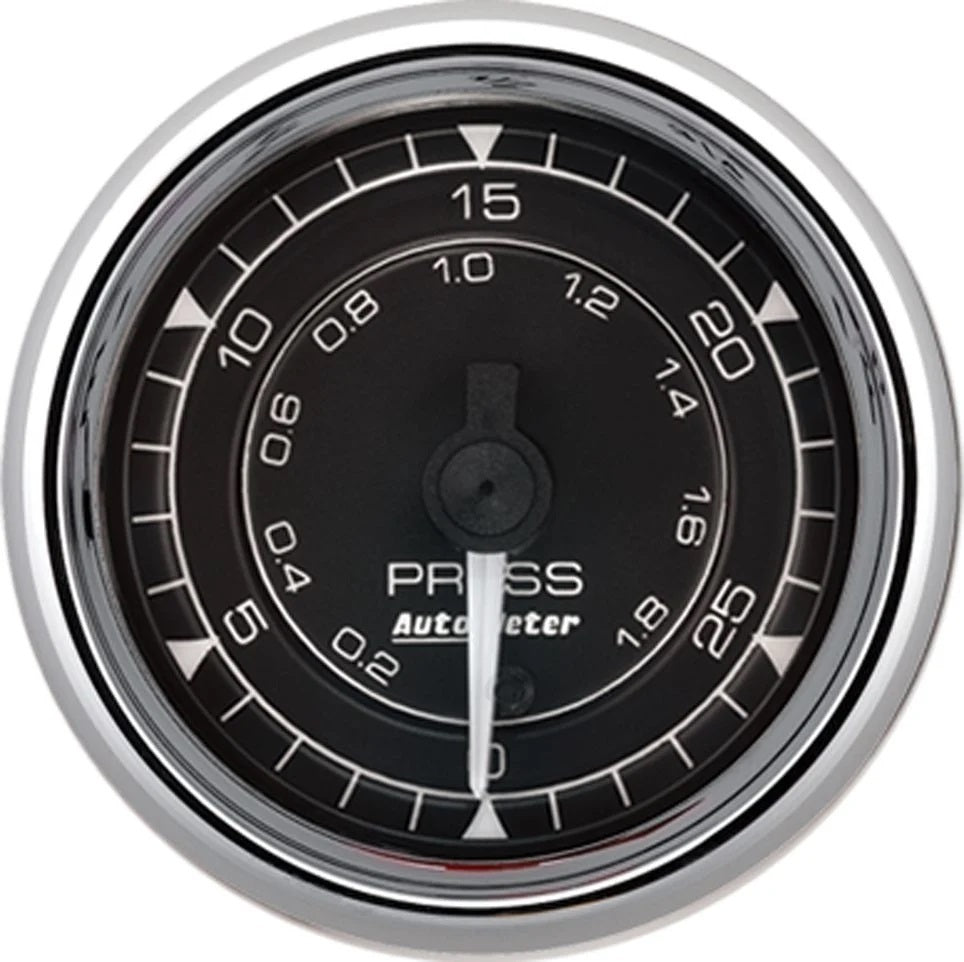 AUTOMETER 9764 - 2/16 Chrono Chrome Gauge Pressure 30PSI image