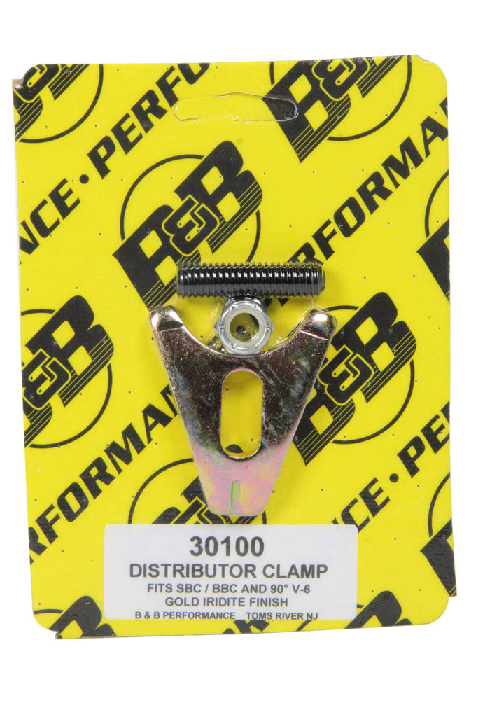 B and B PERFORMANCE PRODUCTS 30100 - Distributor Clamp - Chevy V8- Gold image