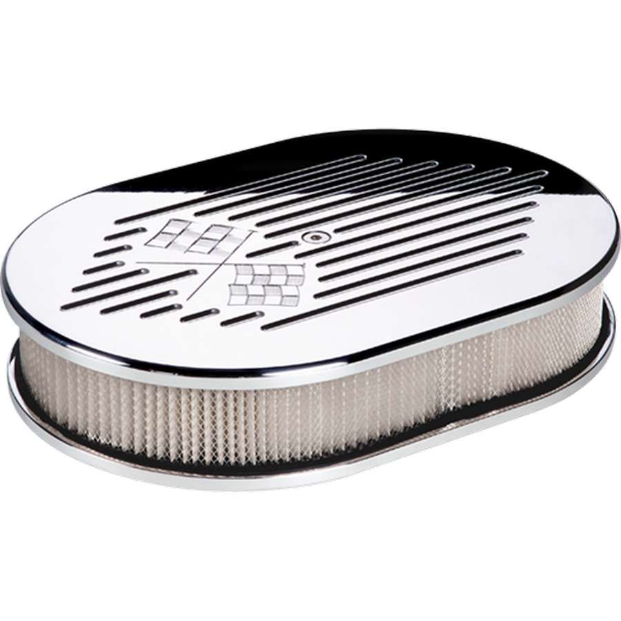 BILLET SPECIALTIES 15327 - Small Oval Air Cleaner W/Flags image