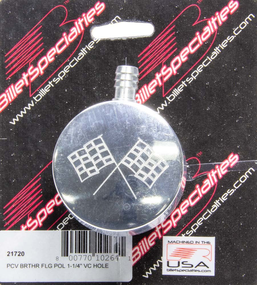 BILLET SPECIALTIES 21720 - Polished PCV Breather Cross-Flags Logo image
