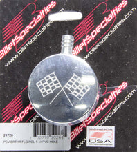 Load image into Gallery viewer, BILLET SPECIALTIES 21720 - Polished PCV Breather Cross-Flags Logo image