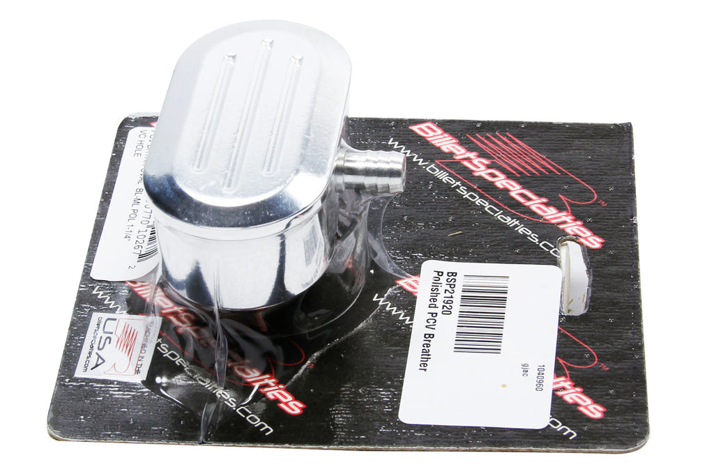 BILLET SPECIALTIES 21920 - Polished PCV Breather Oval Ball Milled image