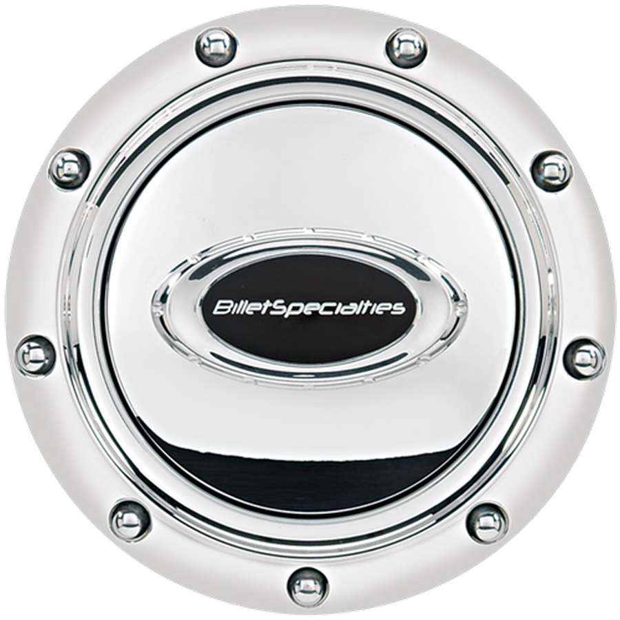 BILLET SPECIALTIES 32715 - Horn Button Riveted Polished w/Black Logo image