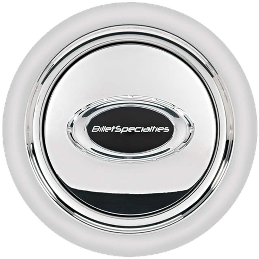 BILLET SPECIALTIES 32725 - Horn Button Smooth Polished w/Black Logo image