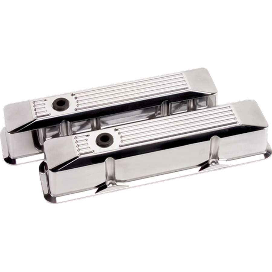 BILLET SPECIALTIES 95620 - Valve Covers SBC Ribbed Polished Tall image