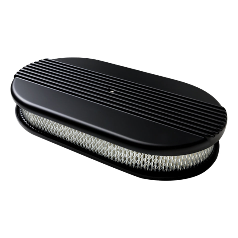 BILLET SPECIALTIES BLK15640 - Air Cleaner Large Oval Ribbed Black image