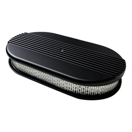 BILLET SPECIALTIES BLK15640 - Air Cleaner Large Oval Ribbed Black image