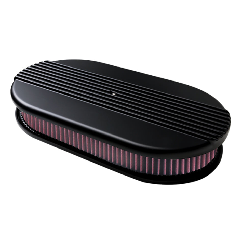 BILLET SPECIALTIES BLK15650 - Air Cleaner Dual Quad Ribbed Black image