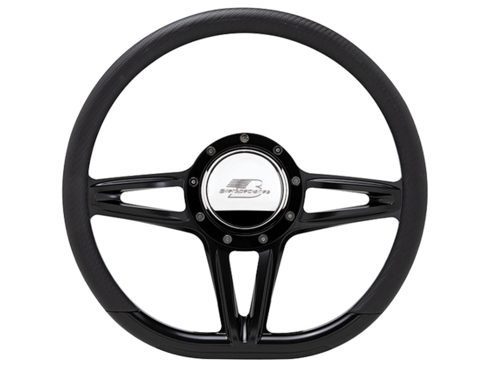 BILLET SPECIALTIES BLK29441 - Steering Wheel 14in D-Shape Victory Black image