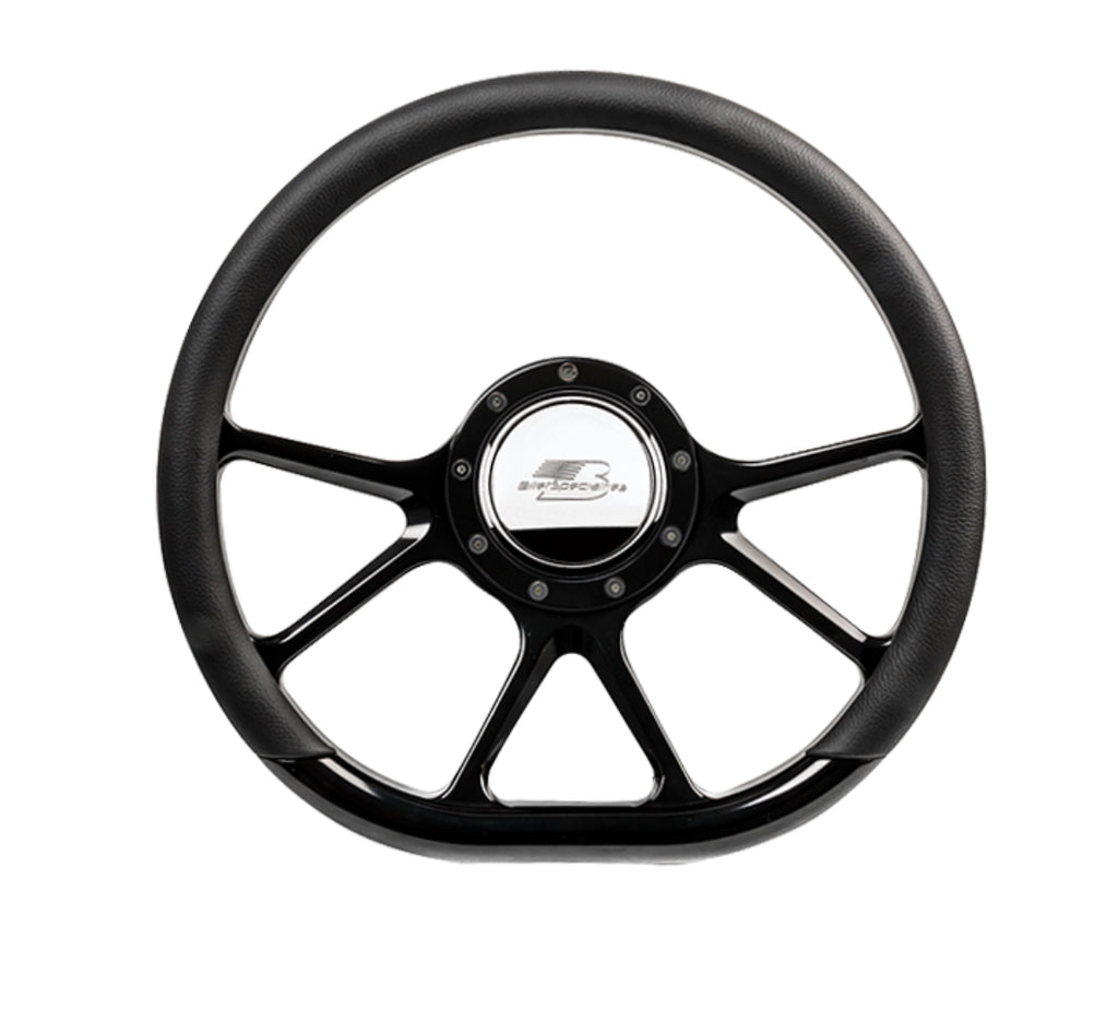 BILLET SPECIALTIES BLK29475 - Steering Wheel 14in D-Sh ape Prism Black image
