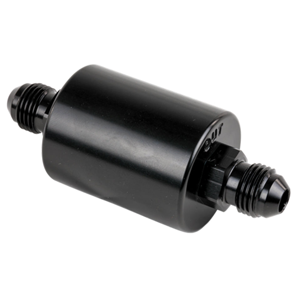 BILLET SPECIALTIES BLK42230 - In Line Fuel Filter -6AN Ends Black image