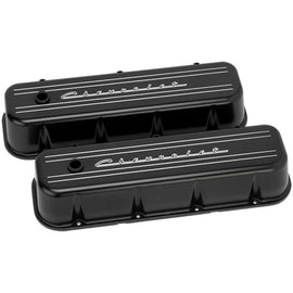 BILLET SPECIALTIES BLK96123 - BBC Tall Valve Cover Chevrolet Script Black image