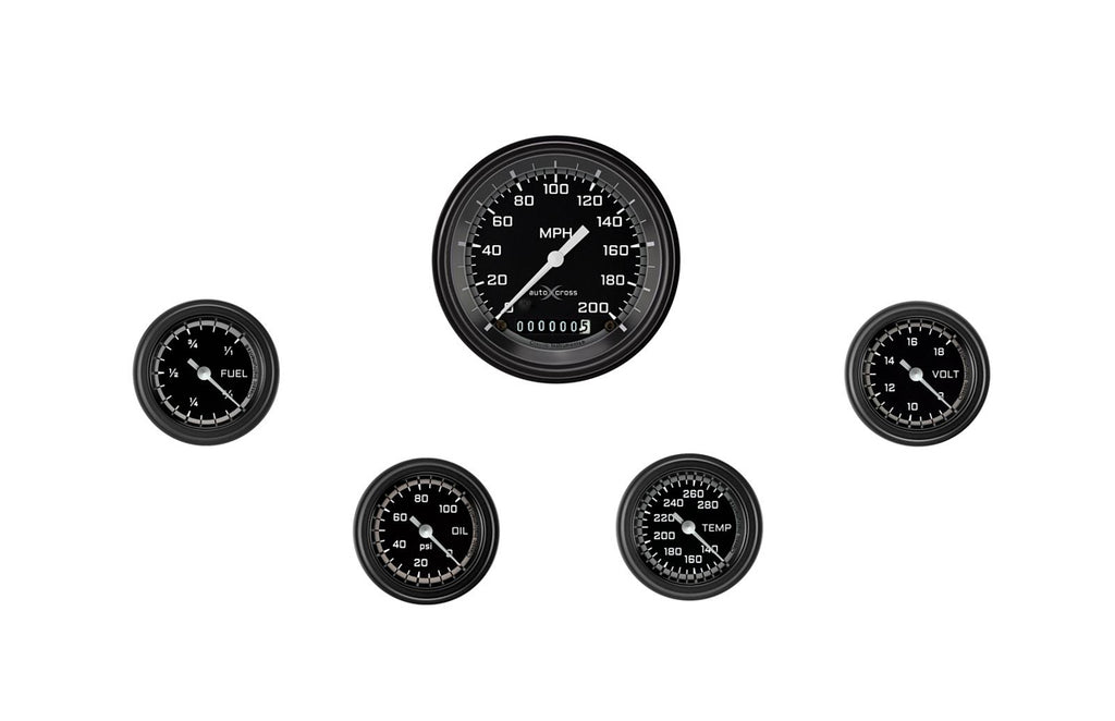 CLASSIC INSTRUMENTS AX100GBLF - Autocross Grey 5 Gauge Set 2-1/8 Full Sweep image