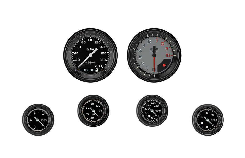 CLASSIC INSTRUMENTS AX101GBLF - Autocross Grey 6 Gauge Set 2-1/8 Full Sweep image