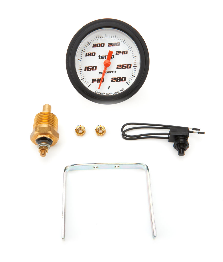 CLASSIC INSTRUMENTS VS326WBLF-08 - Velocity White Temperatu re Gauge 2-5/8 Full Swee image