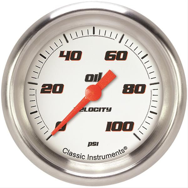 CLASSIC INSTRUMENTS VS381WAPF - Velocity White Oil Press ure 2-5/8 Full Sweep image