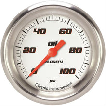 Load image into Gallery viewer, CLASSIC INSTRUMENTS VS381WAPF - Velocity White Oil Press ure 2-5/8 Full Sweep image