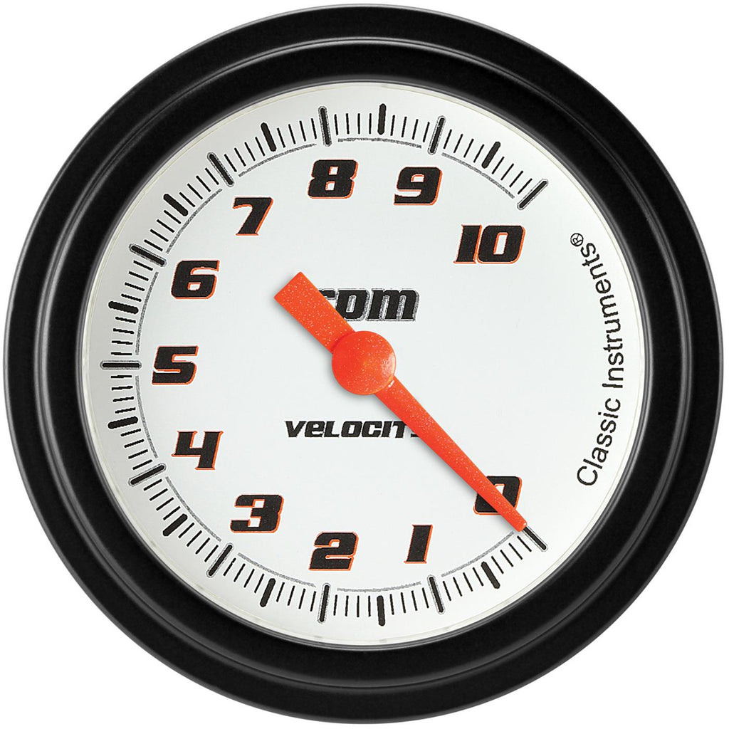 CLASSIC INSTRUMENTS VS383WBLF - Velocity White Tachomete r 2-5/8 Full Sweep image