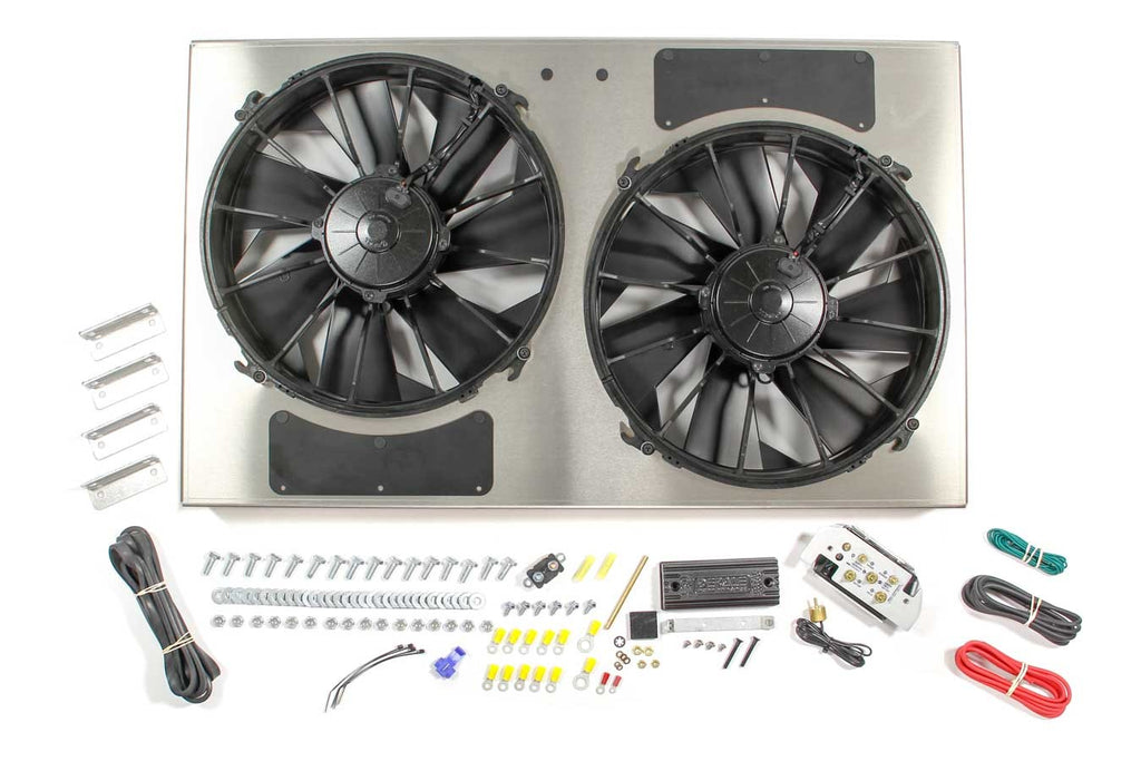 DERALE 66838 - PWM Dual RAD Fan/ Aluminum Shroud Assembly image