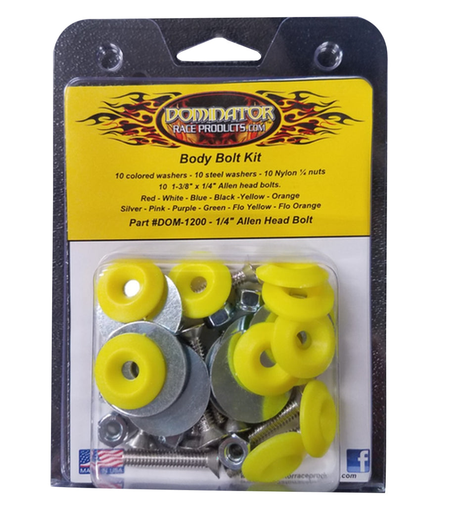 DOMINATOR RACE PRODUCTS 1200-A-FLO-YE - Body Bolt Kit Flou Yellow Allen Head image