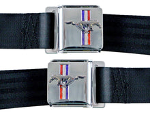 Load image into Gallery viewer, DRAKE AUTOMOTIVE GROUP SB-BK-H - 64-73 Mustang Seat Belts w/Mustang Emblem image