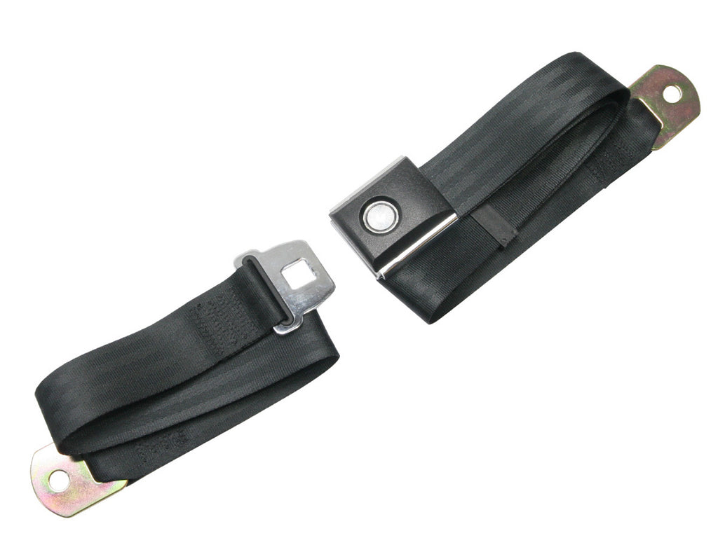 DRAKE AUTOMOTIVE GROUP SB-BK-PBSB - 67-73 Mustang Seat Belts 2 Point Push Button image