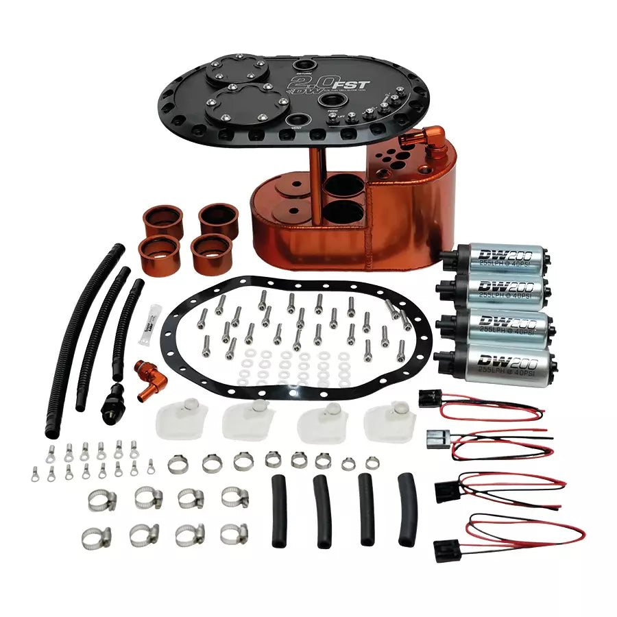 DEATSCHWERKS 6-201-20FST - 2.0L Staged Fuel Cell Su rge Tank with 4 DW200 Fu image