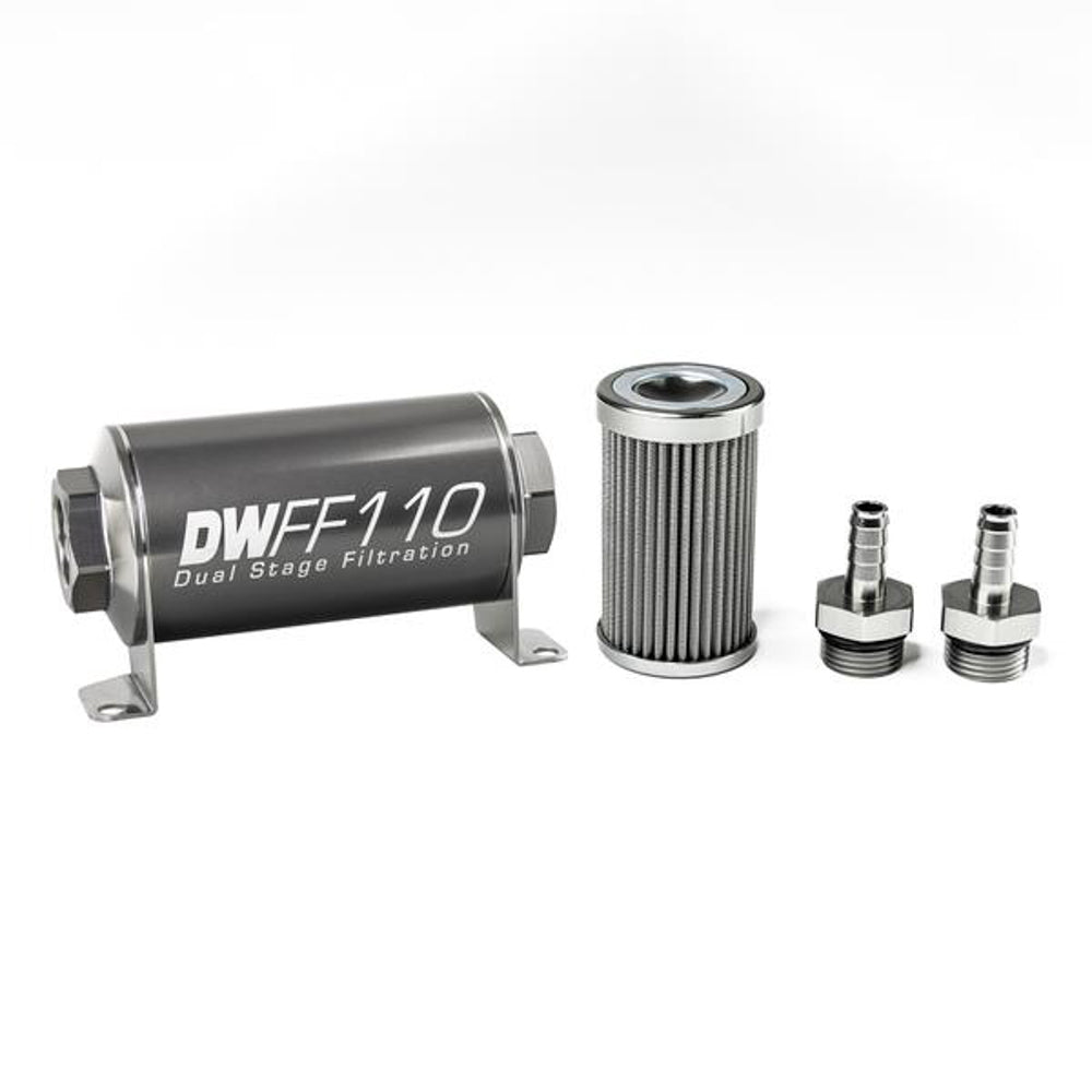 DEATSCHWERKS 8-03-110-100K-38 - In-line Fuel Filter Kit 3/8 Hose Barb 100-Micro image