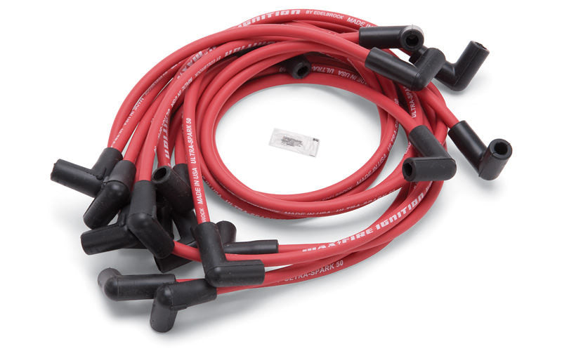 EDELBROCK 22712 - Max Fire Plug Wire Set SBC w/HEI 90 Degree Red image