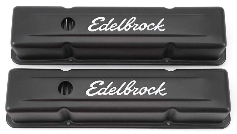 EDELBROCK 4643 - Valve Cover Kit SBC Signature Series Black image