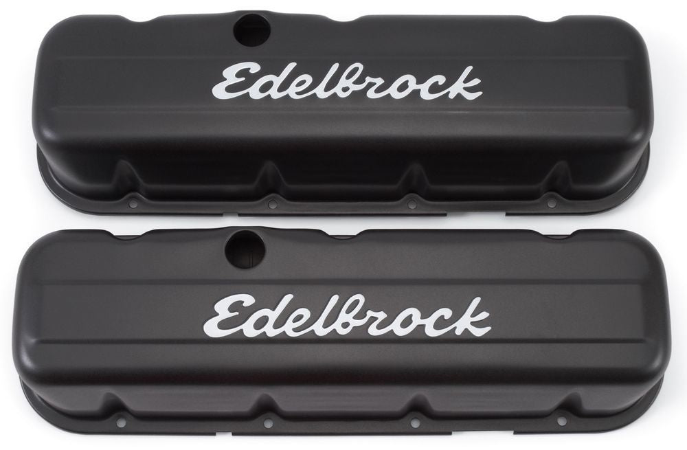 EDELBROCK 4683 - Signature Series Valve Covers - BBC Tall Black image