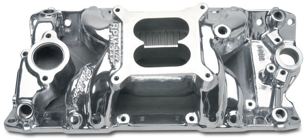 EDELBROCK 75011 - SBC Performer RPM A/G Manifold - Polished 7501 image