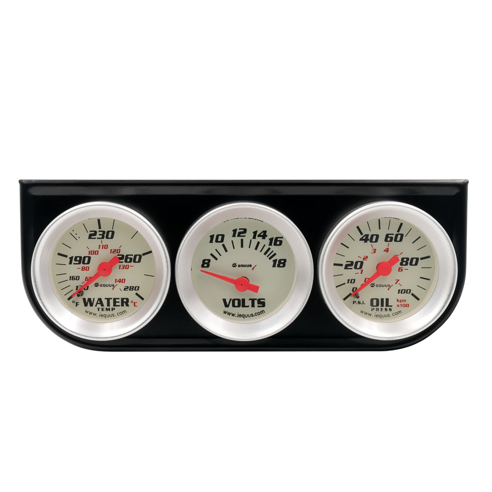 EQUUS E8100 - 1-1/2 Dia Triple Gauge Set w/Black Panel image