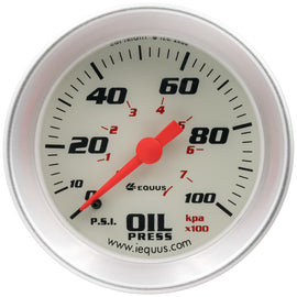 EQUUS E8244 - 2.0 Dia Oil Pressure Gauge Silver  0-100psi image
