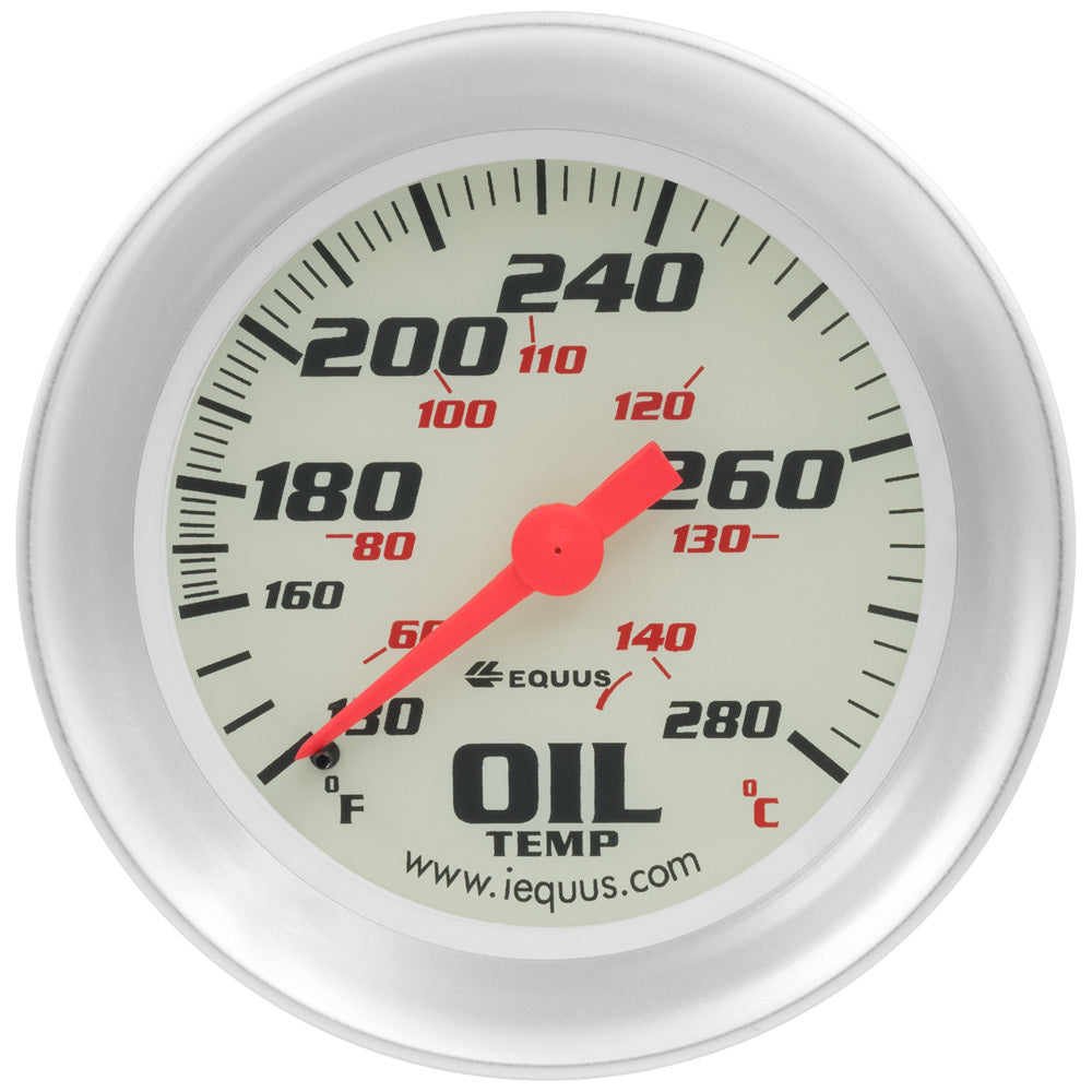 EQUUS E8443 - 2-5/8 Dia Oil Temp Gauge Silver  130-280 image