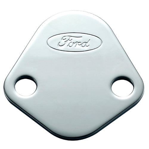 FORD 302-290 - Fuel Pump Block-Off Plate Chrome w/Ford Logo image