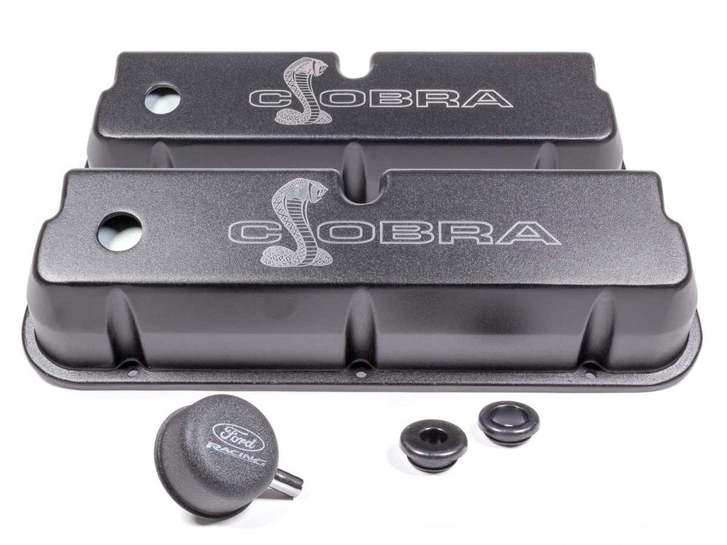 FORD M6582-LE302SBK - SBF Valve Covers w/Cobra Logo Black image