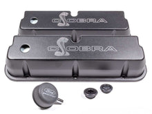 Load image into Gallery viewer, FORD M6582-LE302SBK - SBF Valve Covers w/Cobra Logo Black image