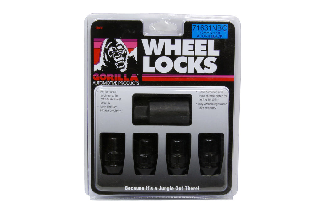 GORILLA 71631NBC - 4 Wheel Locks 12mm x 1.5 Black Chrome image