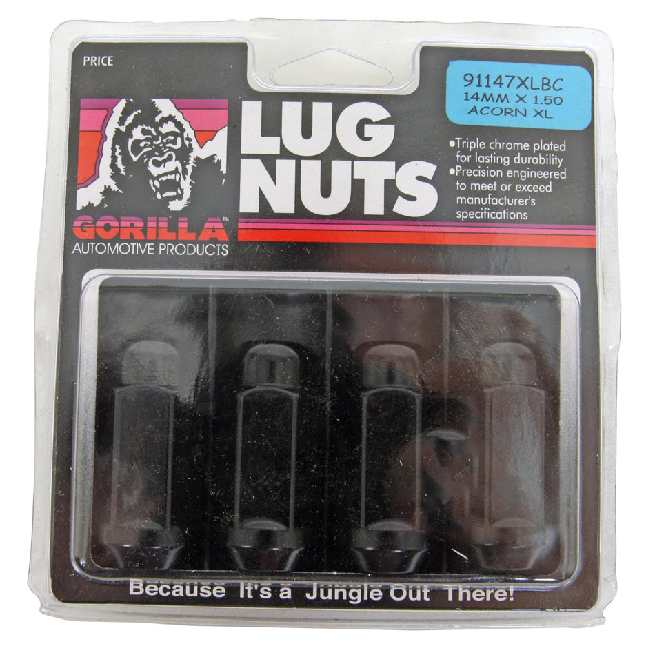 GORILLA 91147XLBC - 4 Lugnuts Acorn Bulge 14 mm x 1.5 Black X-Long image