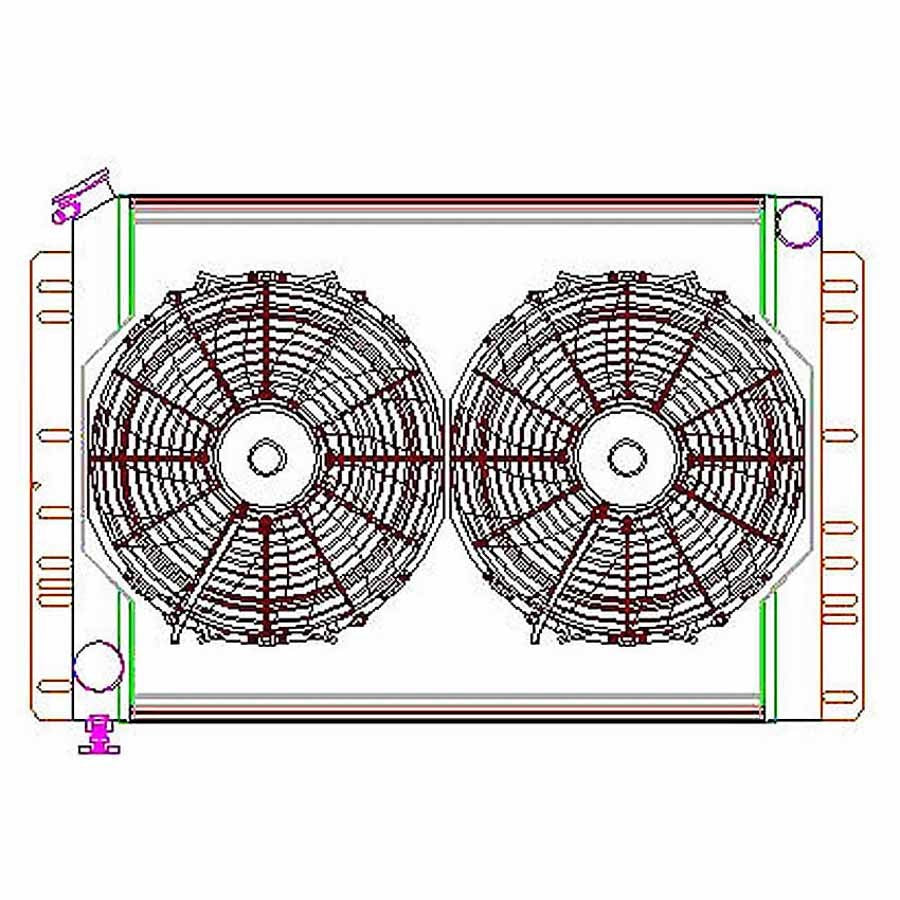 GRIFFIN CU00038 - Radiator Combo Unit 60 - 88 Mopar A / B & E Body image