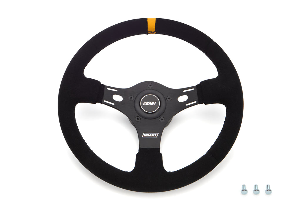 GRANT 1080 - 13in Yellow Stripe Race Steering Wheel Suede image