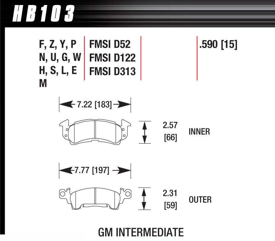 HAWK BRAKE HB103M590 - Full Size GM-Black  image