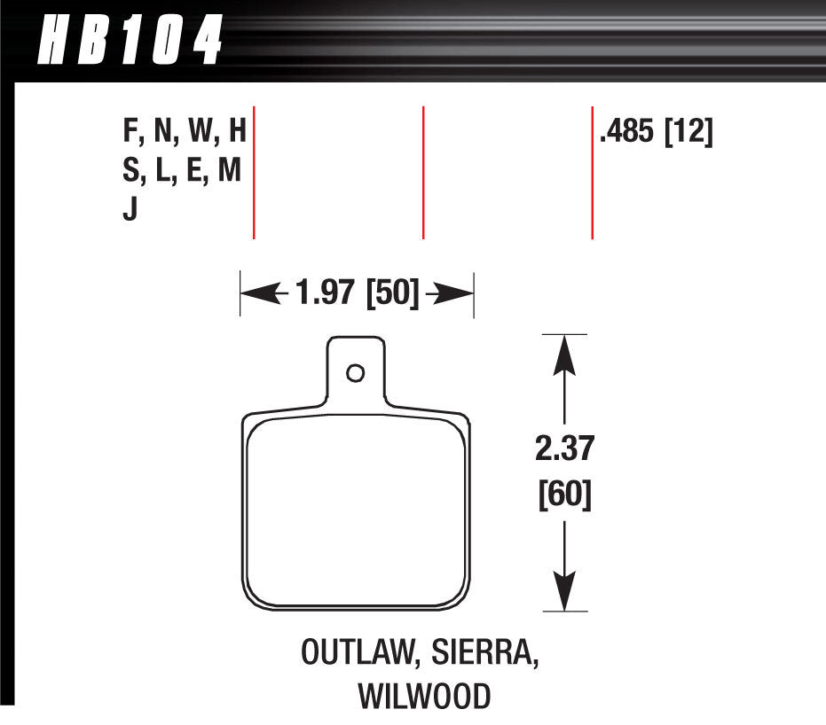 HAWK BRAKE HB104J485 - Brake Pad Set-Race DR97 Wilwood Dynalite Single image