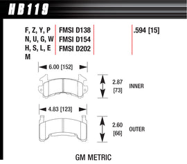 HAWK BRAKE HB119N594 - Metric GM-HP Plus  image