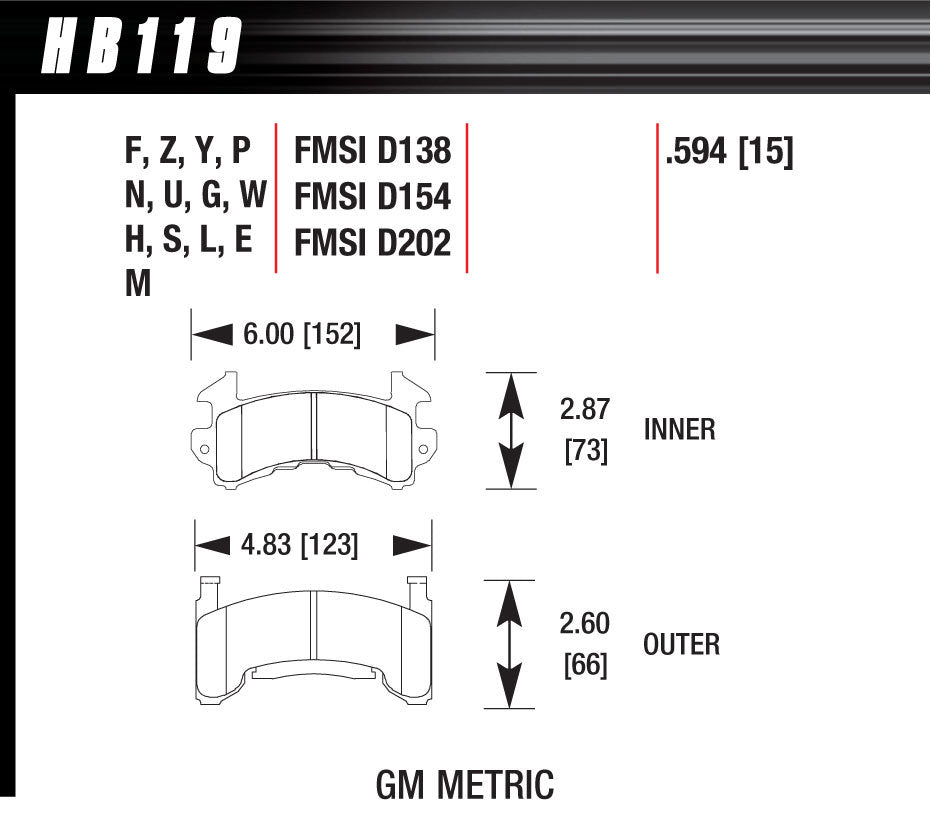 HAWK BRAKE HB119W594 - Metric GM DTC-30  image