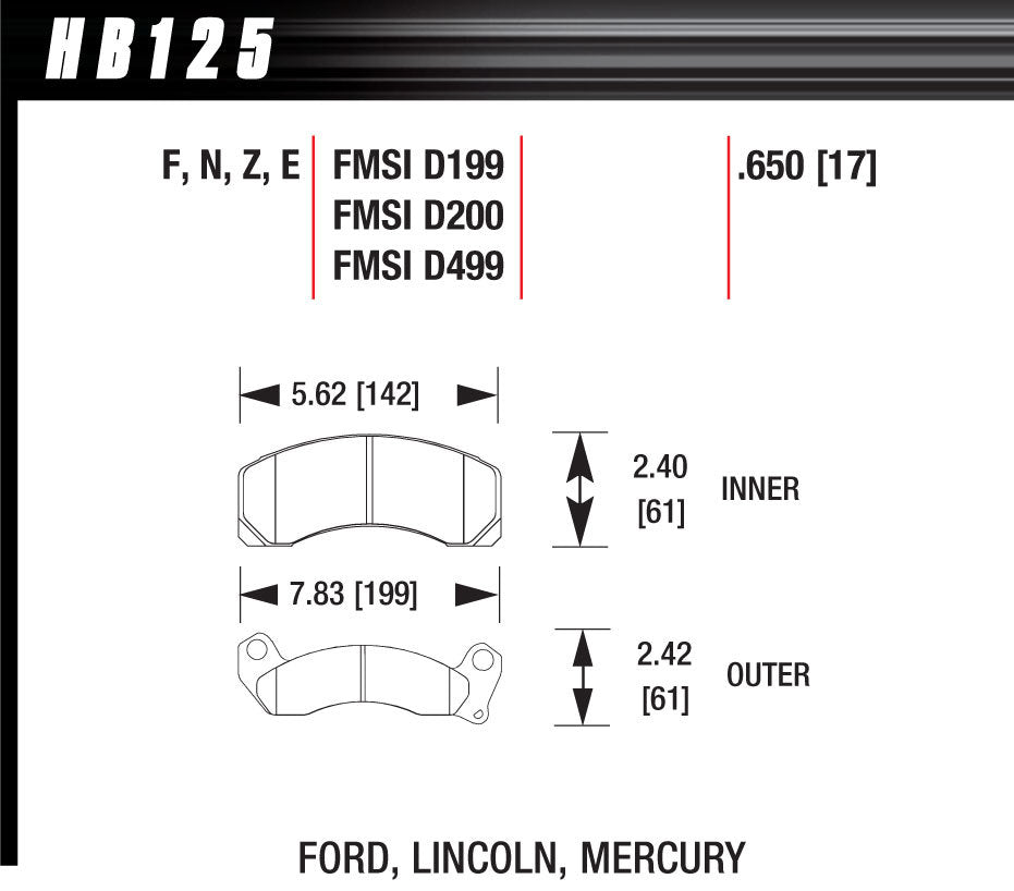 HAWK BRAKE HB125E650 - Brake Pads Blue 9012 Ford image