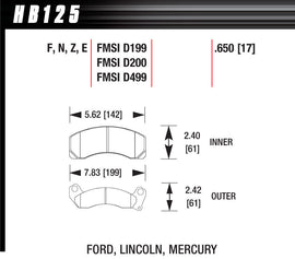 HAWK BRAKE HB125E650 - Brake Pads Blue 9012 Ford image